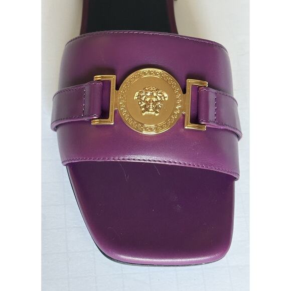 VERSACE Medusa Women's Plum Sandals 7 US (37 Euro) 1014748 Spain NIB $900 - Picture 6 of 15